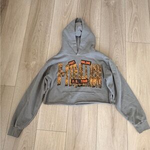 Post Malone Gray Cropped U.S. Tour Hoodie with Orange Graphic